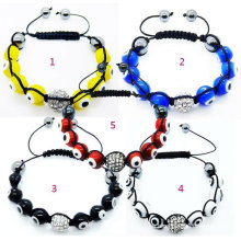 Las más calientes Turquía Evil Eye Cristal Perlas Shamballa Pulseras Barato BR36